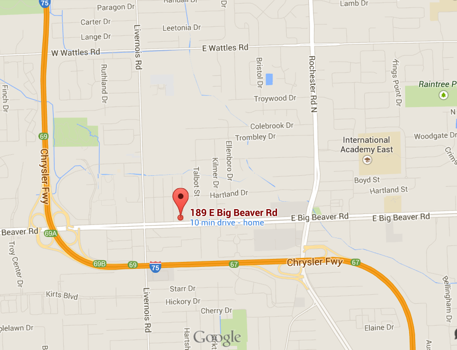 Map of 189 E. Big Beaver, Troy MI 48083